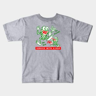 Vintage Matchbook Service With A Hop Funny Cartoon Frog Vintage Cocktail Lounge Matchbook Retro Fifties Restaurant Americana Kids T-Shirt